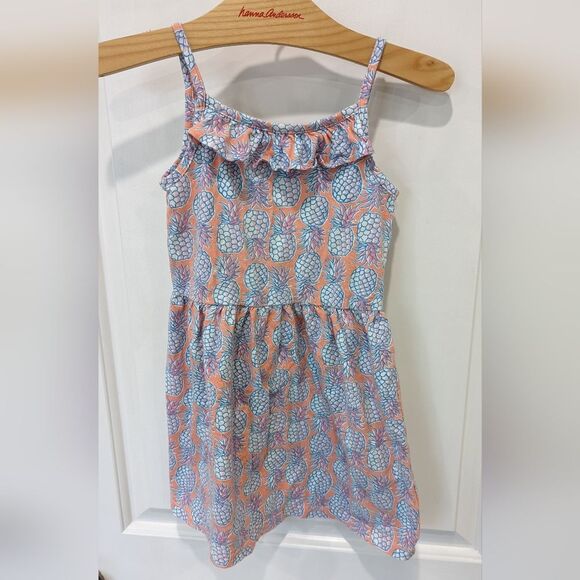 Carters Pineapple Orange Coral Pink Blue White Sleeveless Sundress Girls Size 5 - Picture 3 of 5